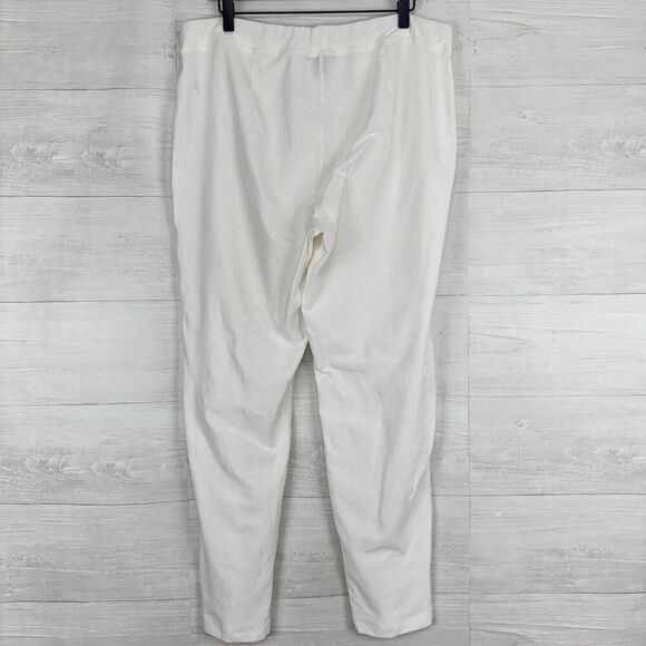 Eileen Fisher Pull On Pants Women L Washable Stretch Crepe Slim Ankle White - Picture 5 of 14